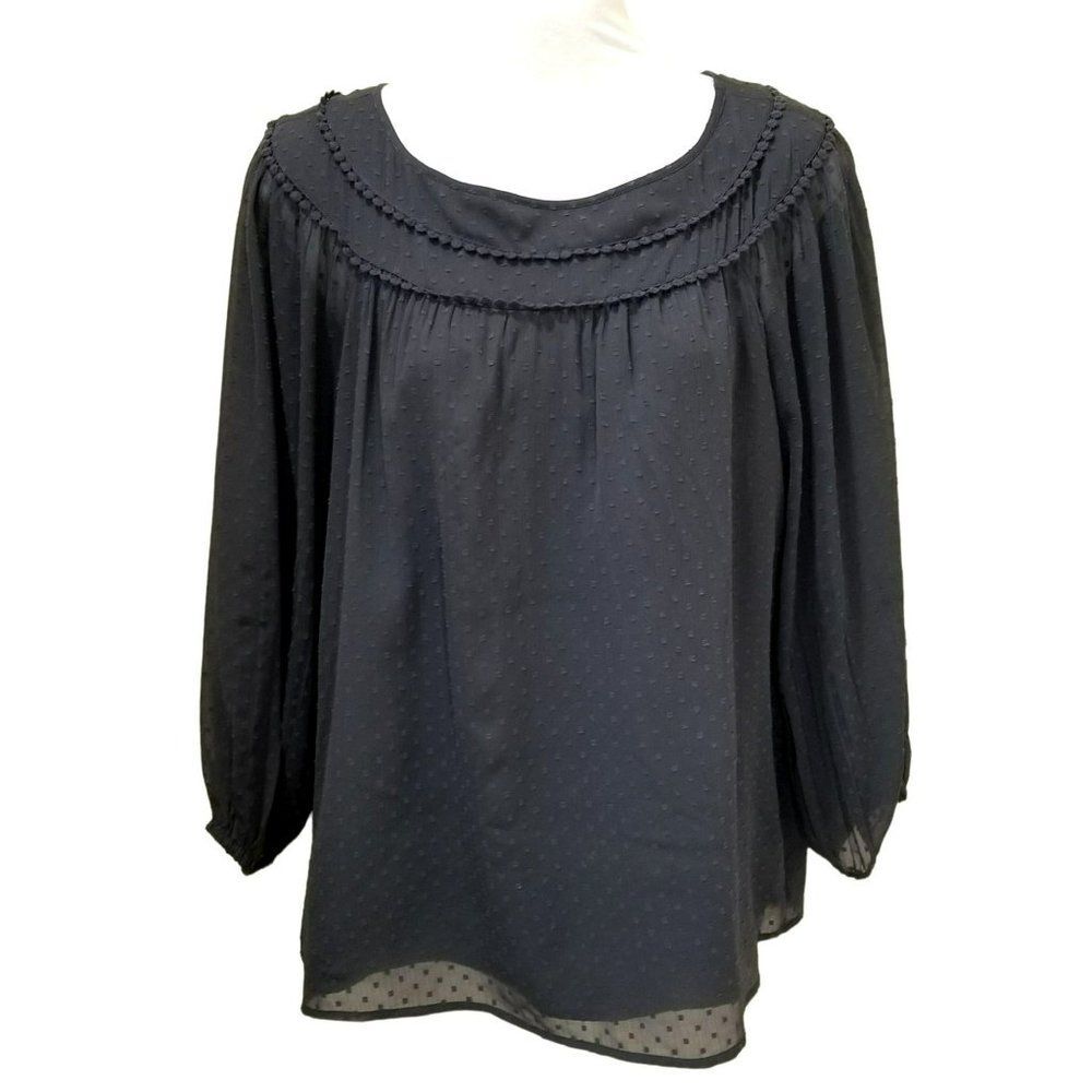 Loft Gray Flowy Layered Blouse Size S